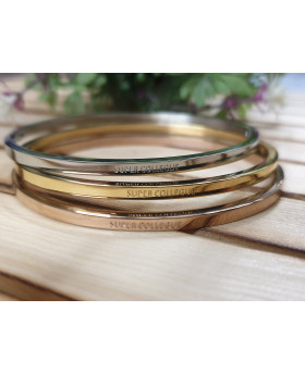 Jonc en acier - Super collègue - Doré