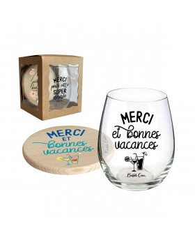 Verre + sous-verre Merci et...