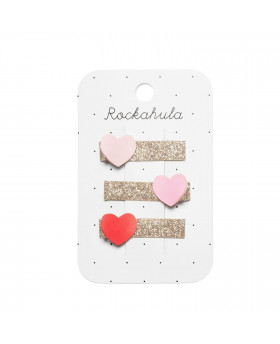 Lot de 3 barrettes Coeurs -...