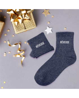 Chaussettes paillettes Rêveuse - Bleu marine