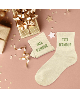 Chaussettes paillettes Tata d'amour - Beige