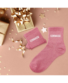 Chaussettes paillettes Connasse - Rose