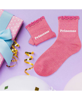 Chaussettes paillettes enfant Princesse - Rose