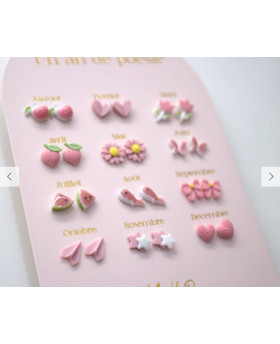 Boucles d'oreilles Un an de poésie - Rose - Yuko B
