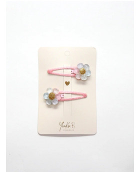 Barrettes Fleur - Rose -...
