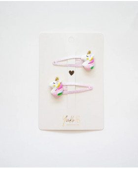 Barrettes Licorne - Rose -...