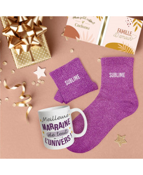 Coffret Mug/Chaussettes - Marraine sublime
