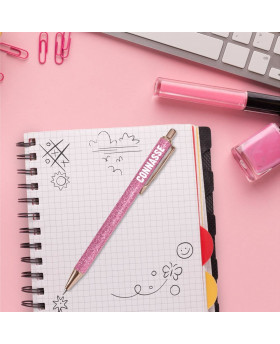 Stylo à paillettes Connasse - Rose