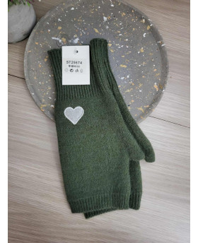 Mitaines Coeur argenté - Kaki