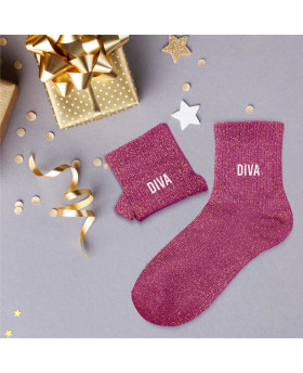 Chaussettes paillettes Diva - Framboise