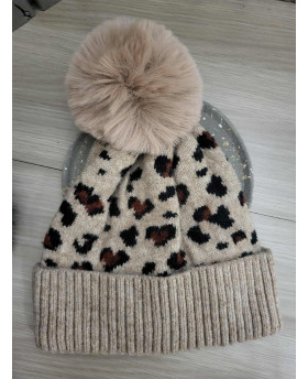 Bonnet Léopard - Beige