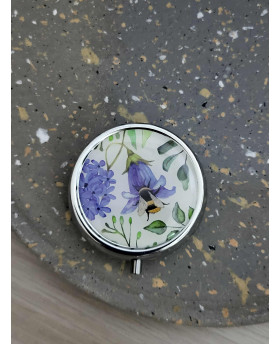 Boite à pilules Fleurs - Bleu