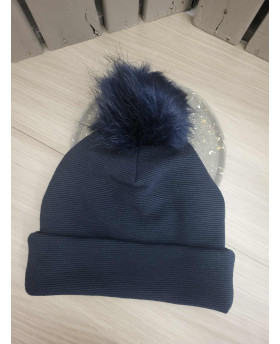 Bonnet Bleu marine + Pompon...