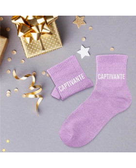 Chaussettes paillettes Captivante - Mauve