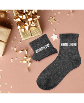 Chaussettes paillettes Bringueuse - Noir