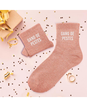 Chaussettes paillettes Gang de pestes - Rose