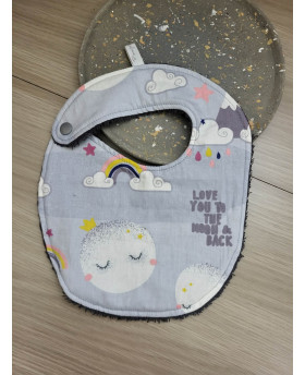 Bavoir Arc-en-ciel/Gris -...