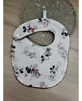 Bavoir Mickey/Bordeaux -...
