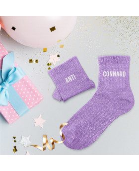 Chaussettes paillettes Anti connard - Mauve