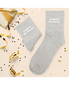 Chaussettes paillettes Copine de coeur - Gris