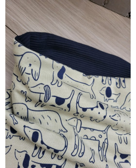 Snood mi-saison Chiens/Bleu foncé - Pompom by Lou