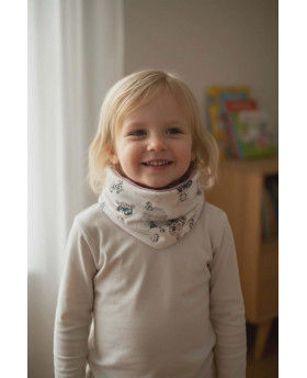Snood hiver Lapins/Vieux rose - Pompom by Lou