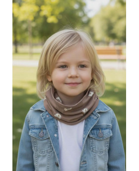 Snood mi-saison Léopards/Brun - Pompom by Lou