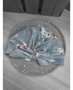 Turban Lapins/Gris - Pompom...